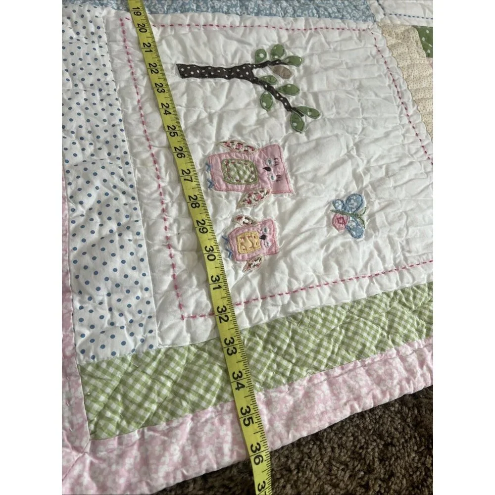 Pottery‎ Barn Kids Hayley Owl Birds Floral 50/36” Baby Toddler Crib Quilt
